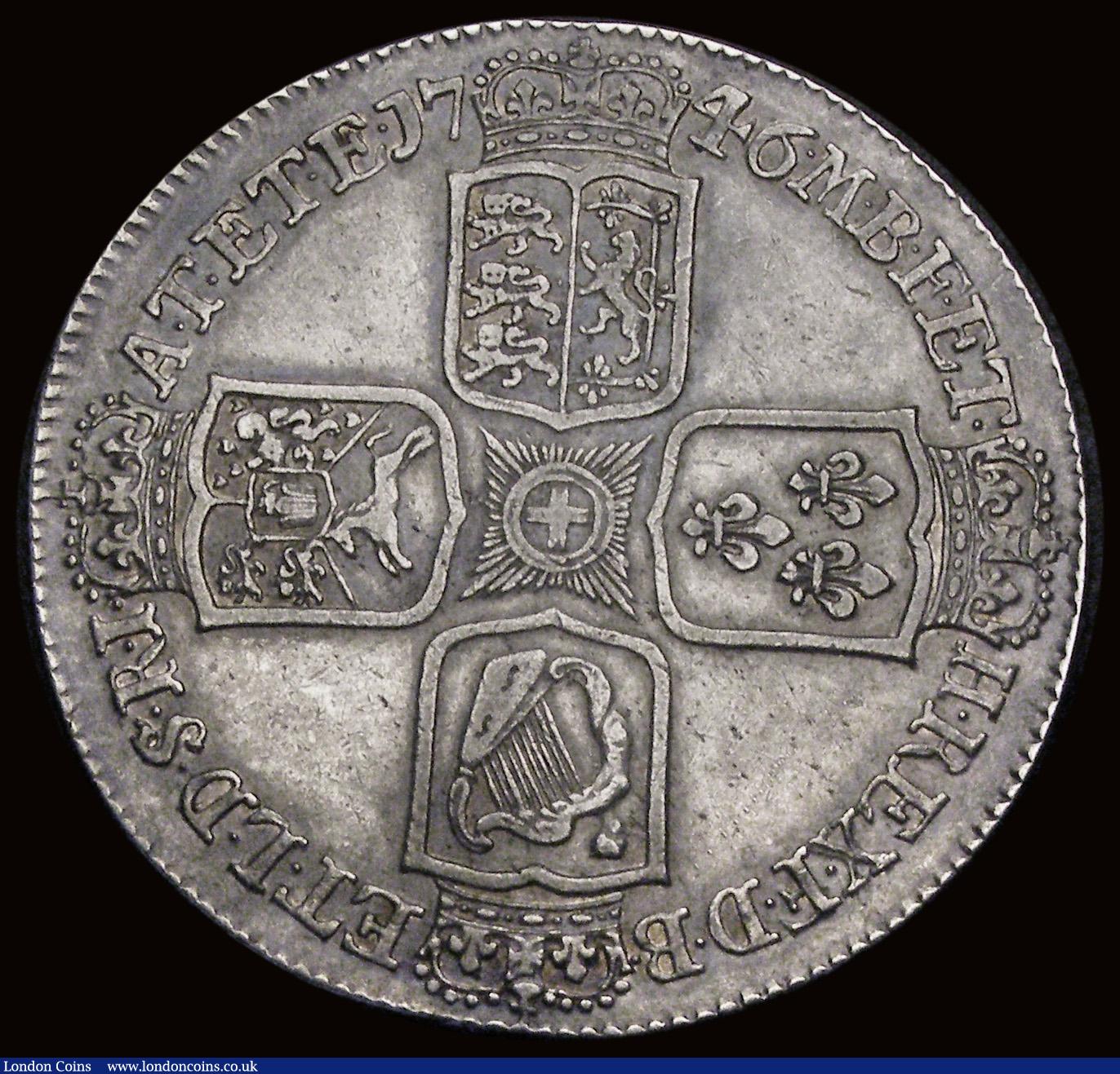 London Coins : A193 : Lot 1099 : Crown 1746 LIMA ESC 125, Bull 1668 Good VF