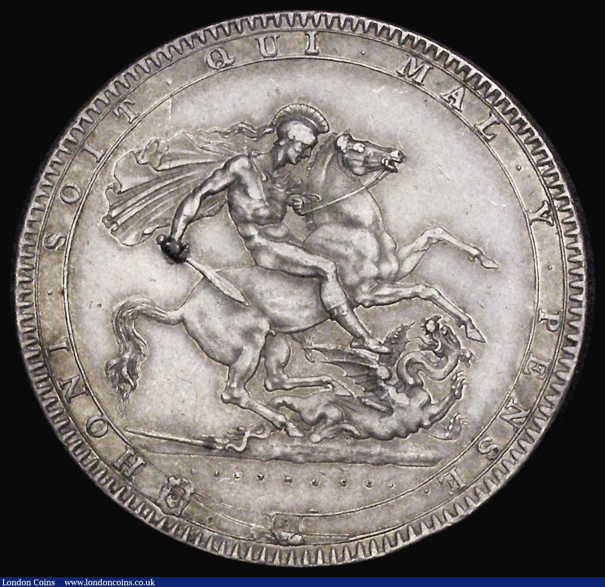 London Coins : A193 : Lot 1107 : Crown 1819 LIX ESC 215 Bull 2010 EF with some minor scuffs and contact marks and two dark toning spo...