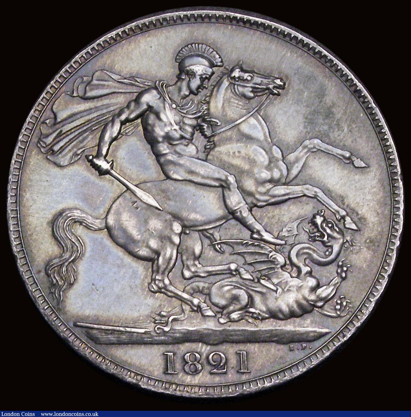 London Coins : A193 : Lot 1109 : Crown 1821 SECUNDO ESC 246, Bull 2310 EF once cleaned now retoning