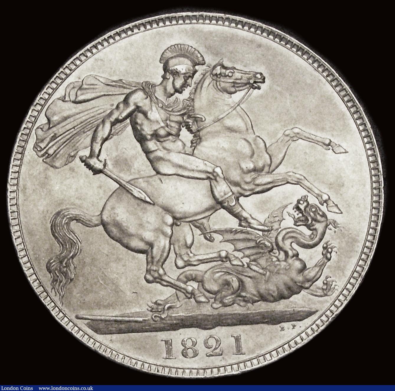 London Coins : A193 : Lot 1111 : Crown 1821 SECUNDO ESC 246, Bull 2310 nEF once cleaned