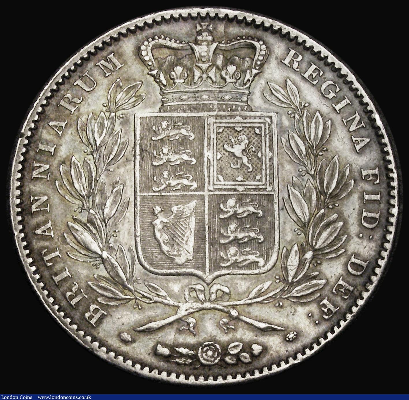 London Coins : A193 : Lot 1114 : Crown 1844 Cinquefoil stops on edge ESC 281 GVF with a pleasant old toning