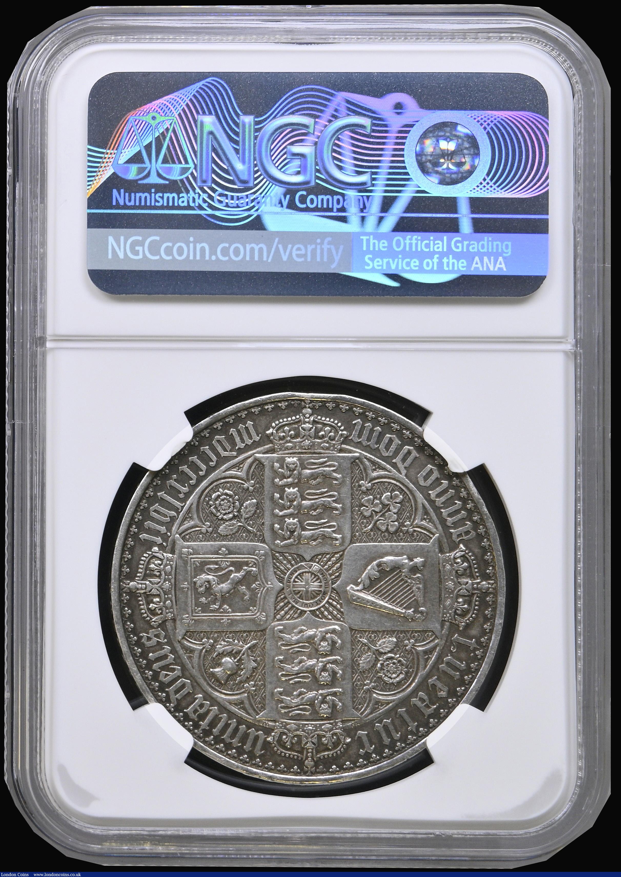 London Coins : A193 : Lot 1127 : Crown 1847 Gothic ESC 288 UNDECIMO Bull 2571 Proof in a NGC Holder AU DETAILS CLEANED