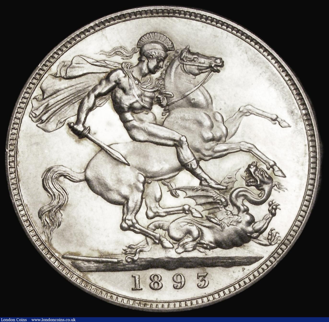 London Coins : A193 : Lot 1146 : Crown 1893 Proof (issued in the sets) Bull 2594 AU/NFDC