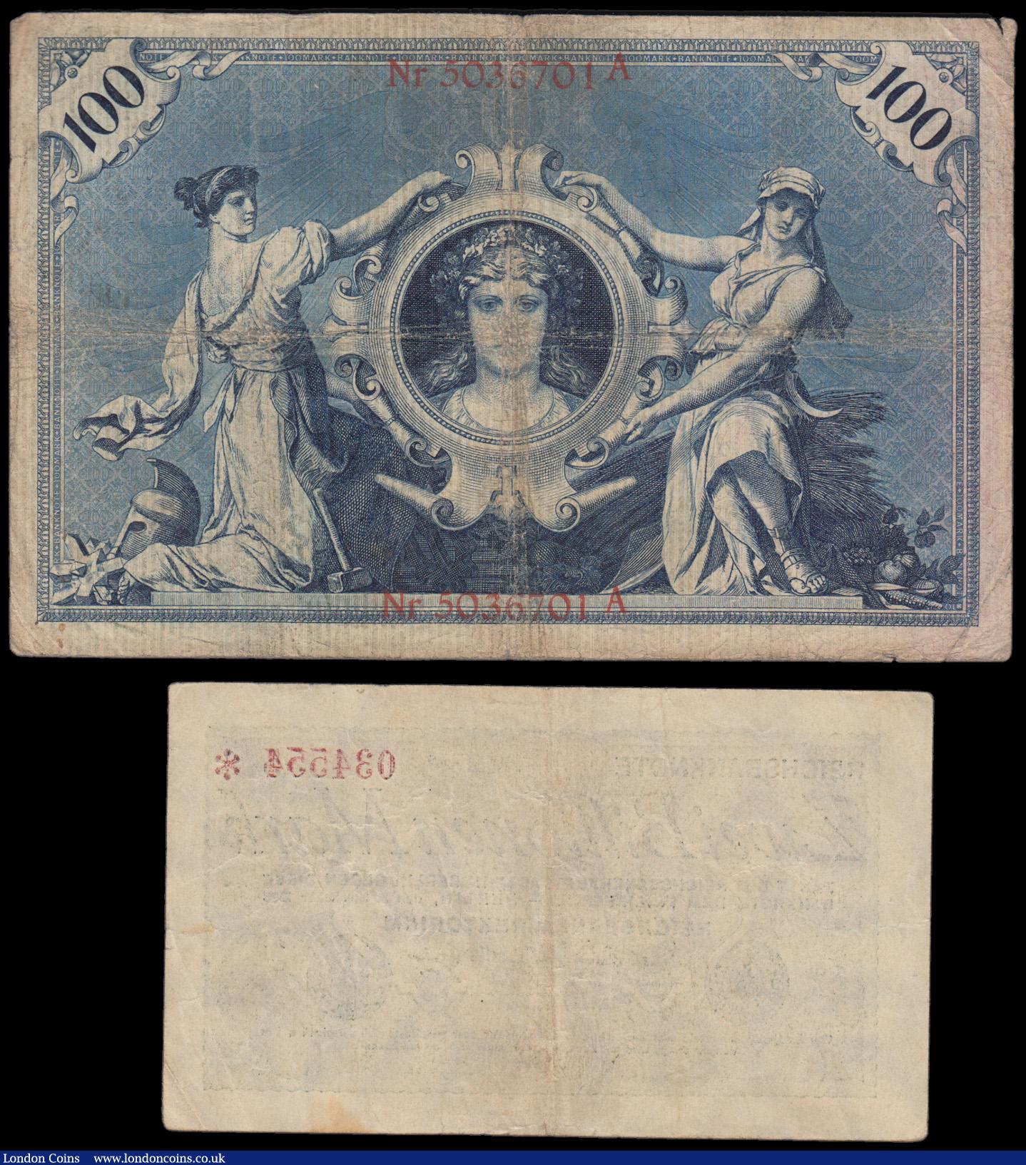 London Coins : A193 : Lot 116 : Germany Reichsbanknote  (2 )100 Mark Pick 22 (Rosenberg 20) dated 17th April 1903 serial number 5036...