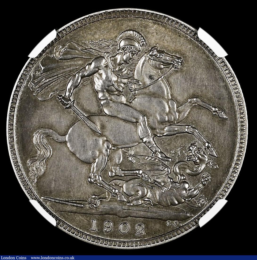 London Coins : A193 : Lot 1161 : Crown 1902 Matt Proof ESC 362, Bull 3562, in an NGC holder and graded PF62 Matte