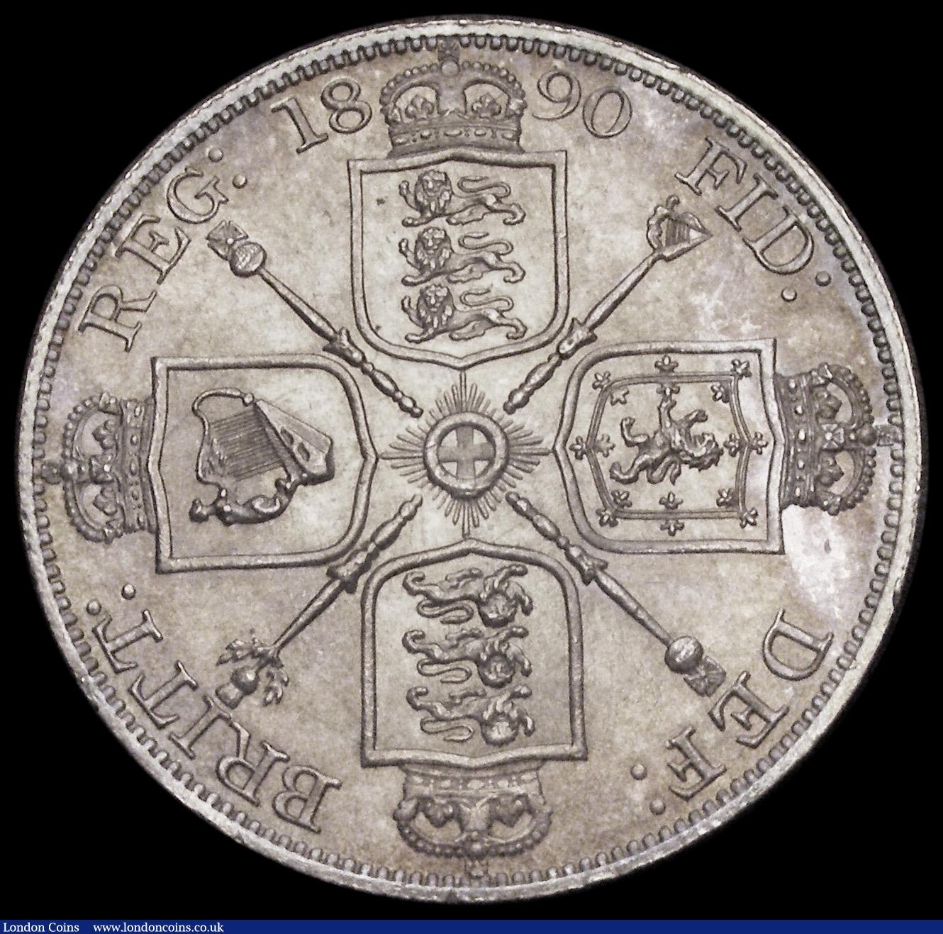 London Coins : A193 : Lot 1208 : Double Florin 1890 ESC 399, Bull 2703, GEF/UNC with a pleasing light tone over original brilliance