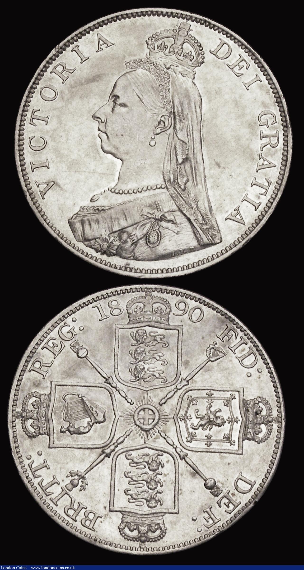 London Coins : A193 : Lot 1209 : Double Florins (2) 1889 and 1890 both EF