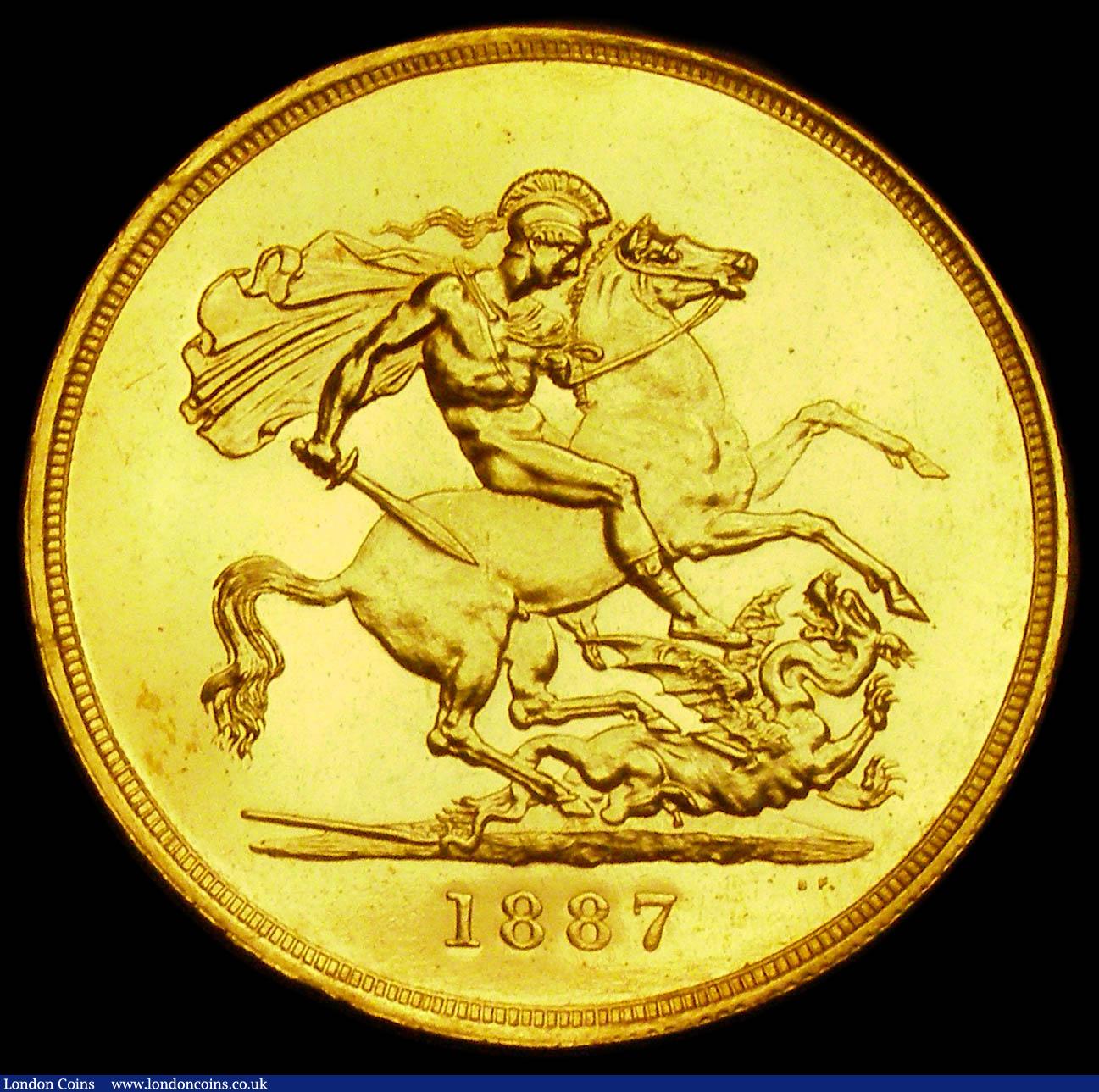 London Coins : A193 : Lot 1225 : Five Pounds 1887 Choice and Prooflike comes with an NGC ticket MS62PL 