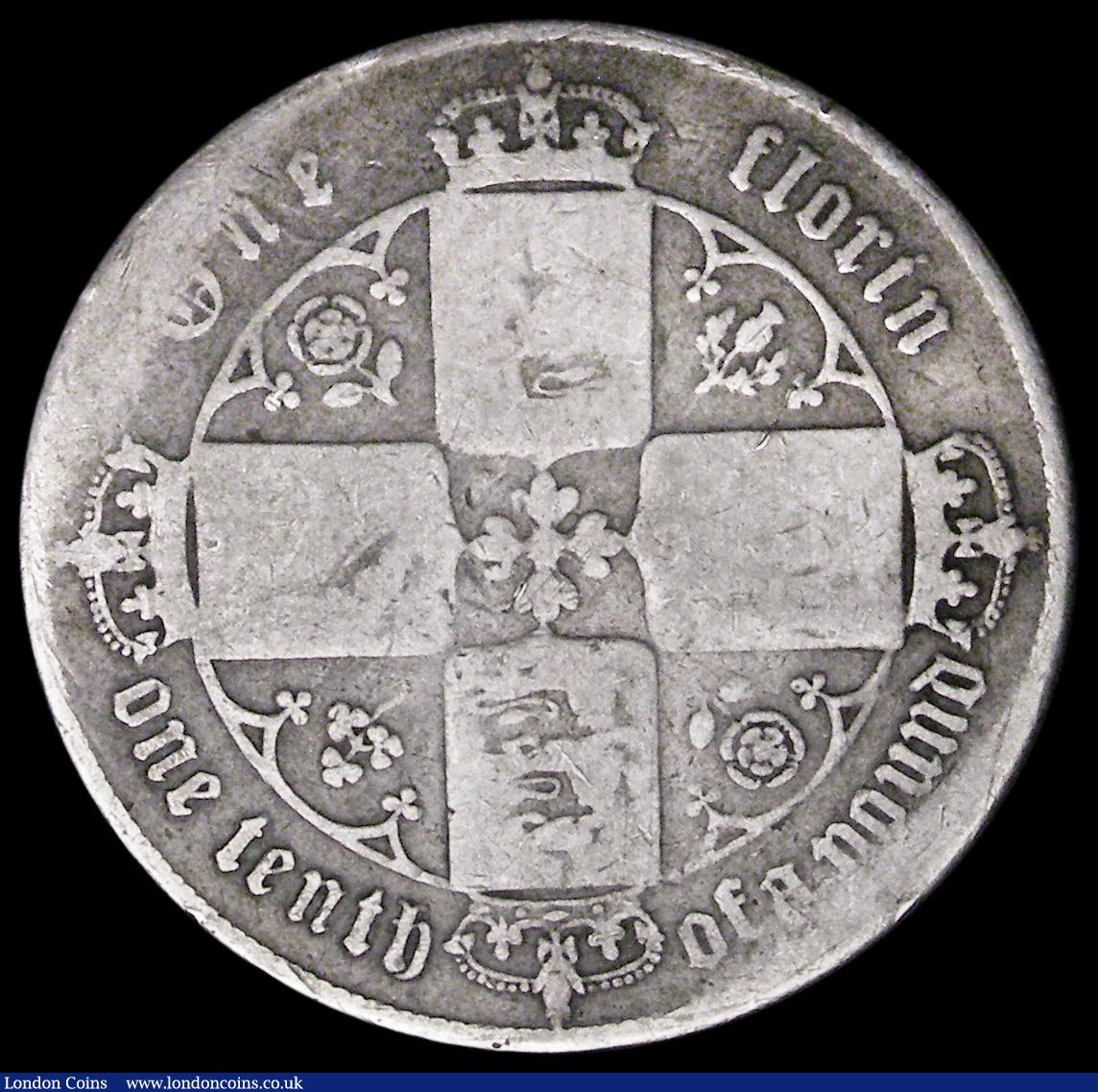 London Coins : A193 : Lot 1240 : Florin 1862 ESC 820, Bull 2847 VG-Near Fine a key date