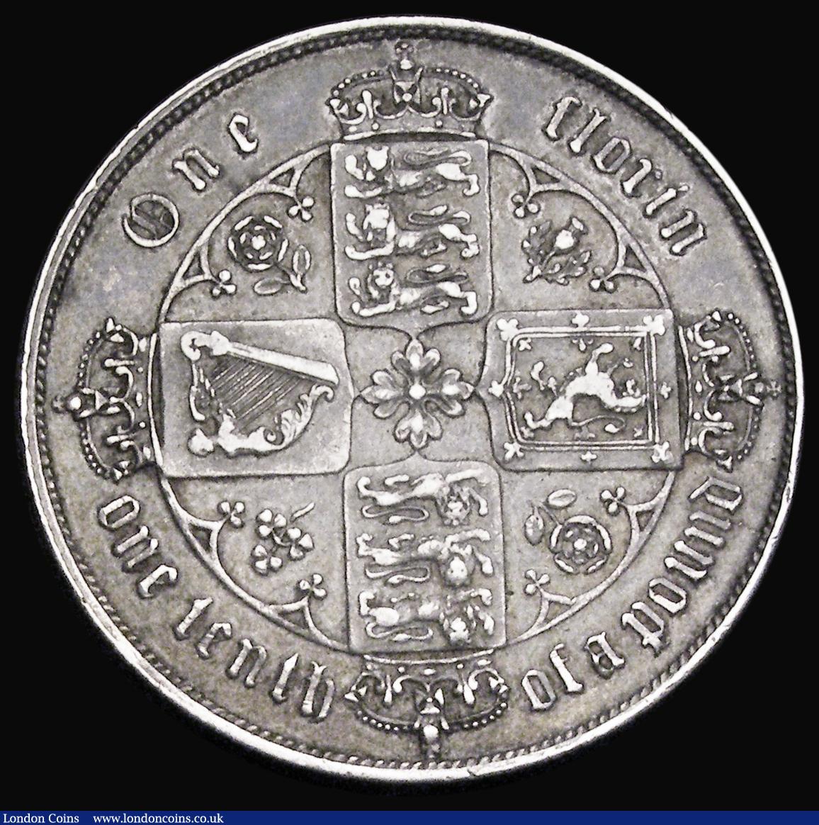 London Coins : A193 : Lot 1241 : Florin 1865 Colon after date ESC 827, Bull 2861, Die Number 13 Good VF