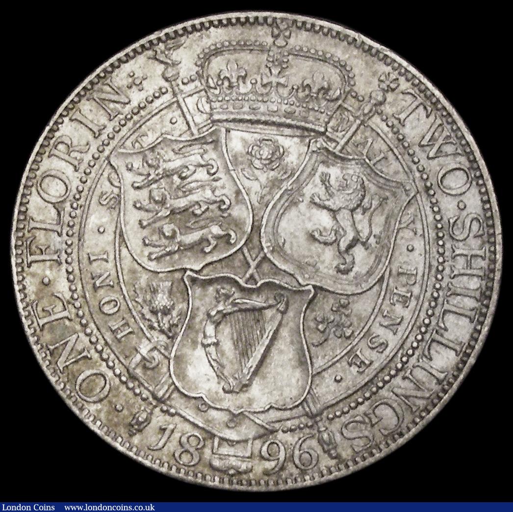 London Coins : A193 : Lot 1253 : Florin 1896 ESC 880, Bull 2966, EF