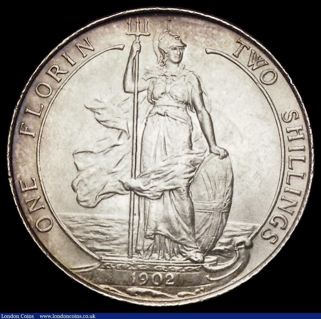 London Coins : A193 : Lot 1255 : Florin 1902 currency issue ESC 919, Bull 3577 Good EF