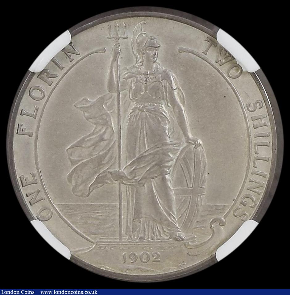 London Coins : A193 : Lot 1257 : Florin 1902 Matt Proof ESC 920, Bull 3578, in a NGC holder graded PF63 MATTE 