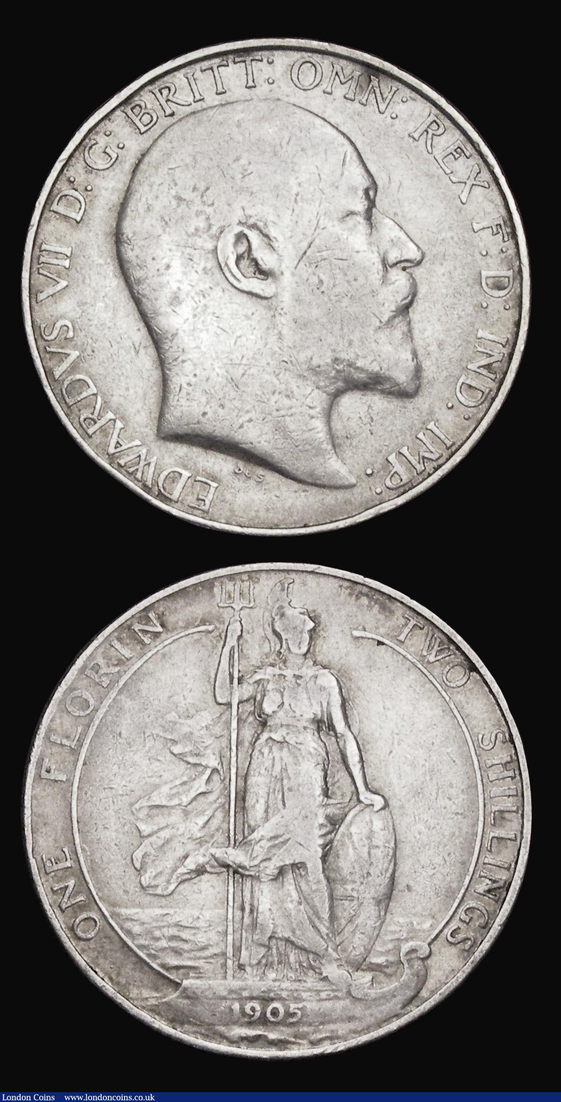 London Coins : A193 : Lot 1262 : Florin 1905 ESC 923, Bull 3591 (2) VG - Fine