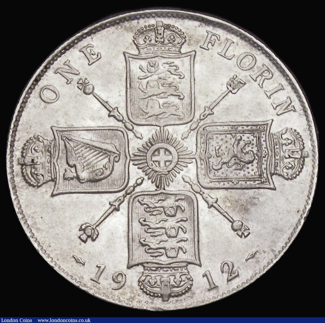 London Coins : A193 : Lot 1265 : Florin 1912 ESC 931, Bull 3757 nEF/GEF the reverse with some brilliance