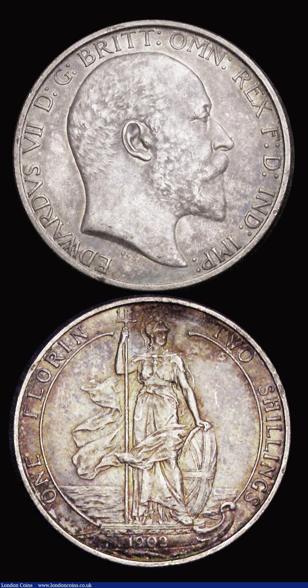 London Coins : A193 : Lot 1274 : Florins (2) 1902 and 1911 currency issues both EF or better