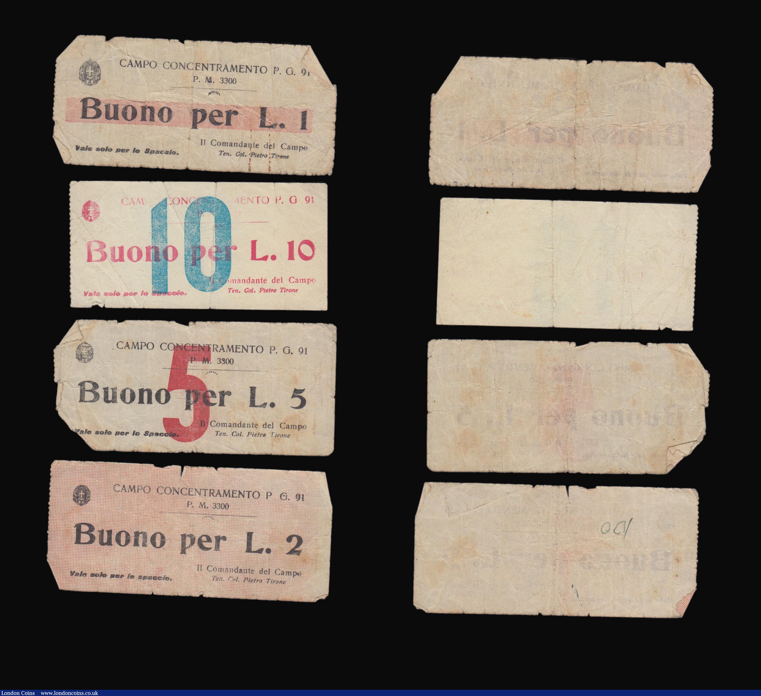 London Coins : A193 : Lot 133 : Italy WWII Concentration Camp (8) Avezzano Camp 91 (4) L.1, L.2, L.5 and L.10 along with Sulmona (4)...