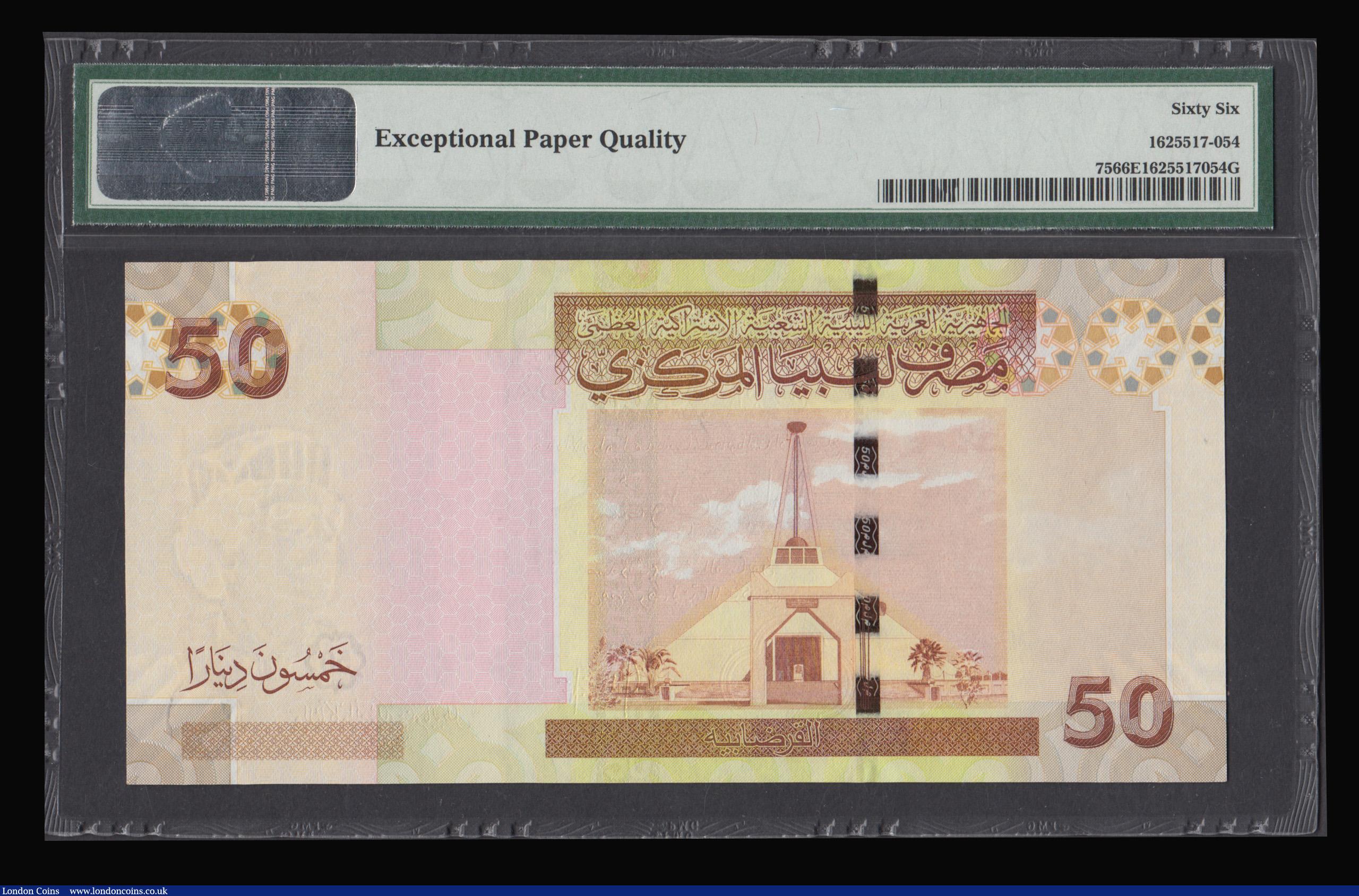 London Coins : A193 : Lot 135 : Libya 50 Dinars ND(2008) Pick 75 PMG 66 EPQ