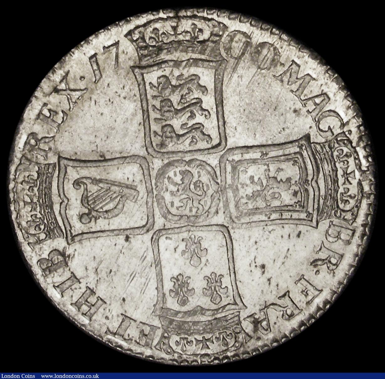 London Coins : A193 : Lot 1356 : Halfcrown 1700 DVODECIMO ESC 561 , Bull 1043 EF