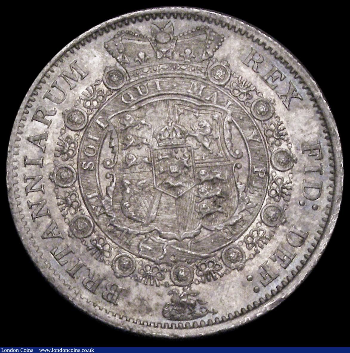 London Coins : A193 : Lot 1367 : Halfcrown 1817 Bull Head ESC 616, Bull 2090 GEF/Unc with a pleasing tone and a toning spot obverse f...