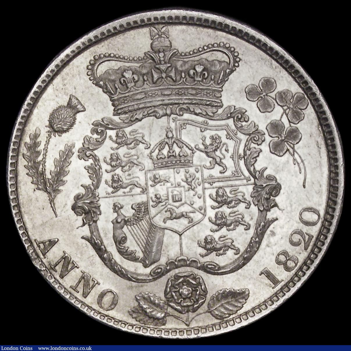 London Coins : A193 : Lot 1371 : Halfcrown 1820 ESC 631, Bull 2360 Unc and brilliant with a toning spot obverse field