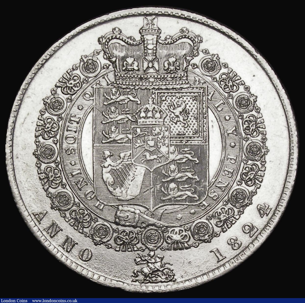 London Coins : A193 : Lot 1372 : Halfcrown 1824 ESC 636, Bull 2367 EF once cleaned