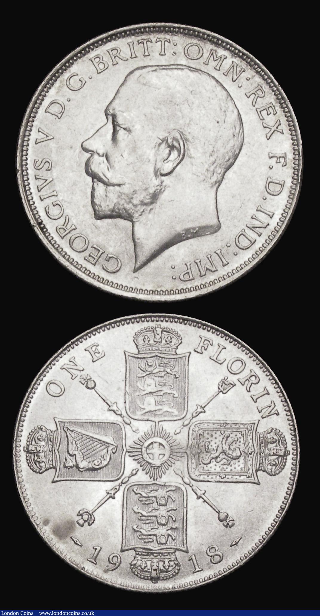 London Coins : A193 : Lot 1410 : Halfcrown 1923 EF/UNC and Florin 1918 EF/UU