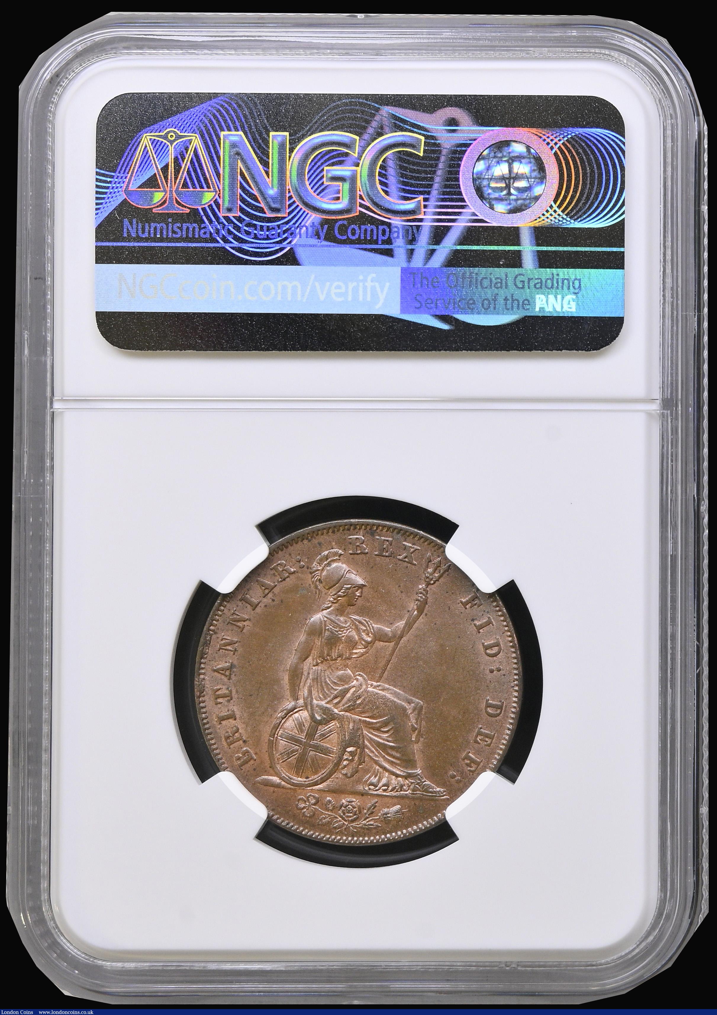 London Coins : A193 : Lot 1468 : Halfpenny 1826 Reverse A Peck 1433 UNC in an NGC holder and graded MS65 BN desirable thus