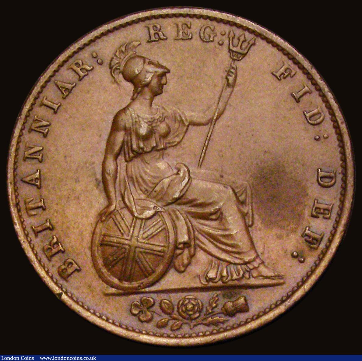 London Coins : A193 : Lot 1471 : Halfpenny 1853 3 over 2 Peck 1538 Chocolate AU