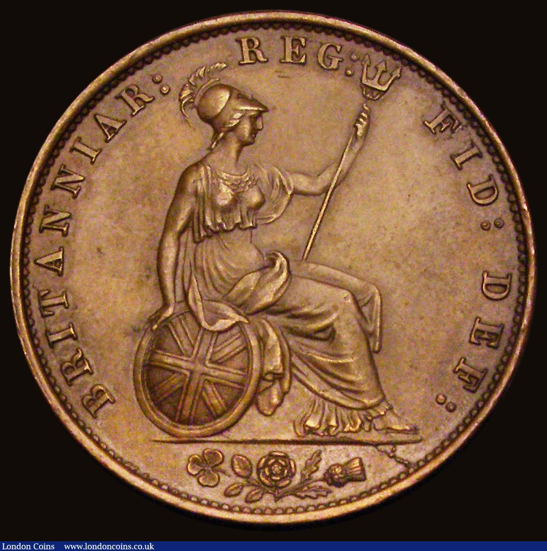 London Coins : A193 : Lot 1474 : Halfpenny 1858 8 over 7 Peck 1548 Chocolate Unc/AU