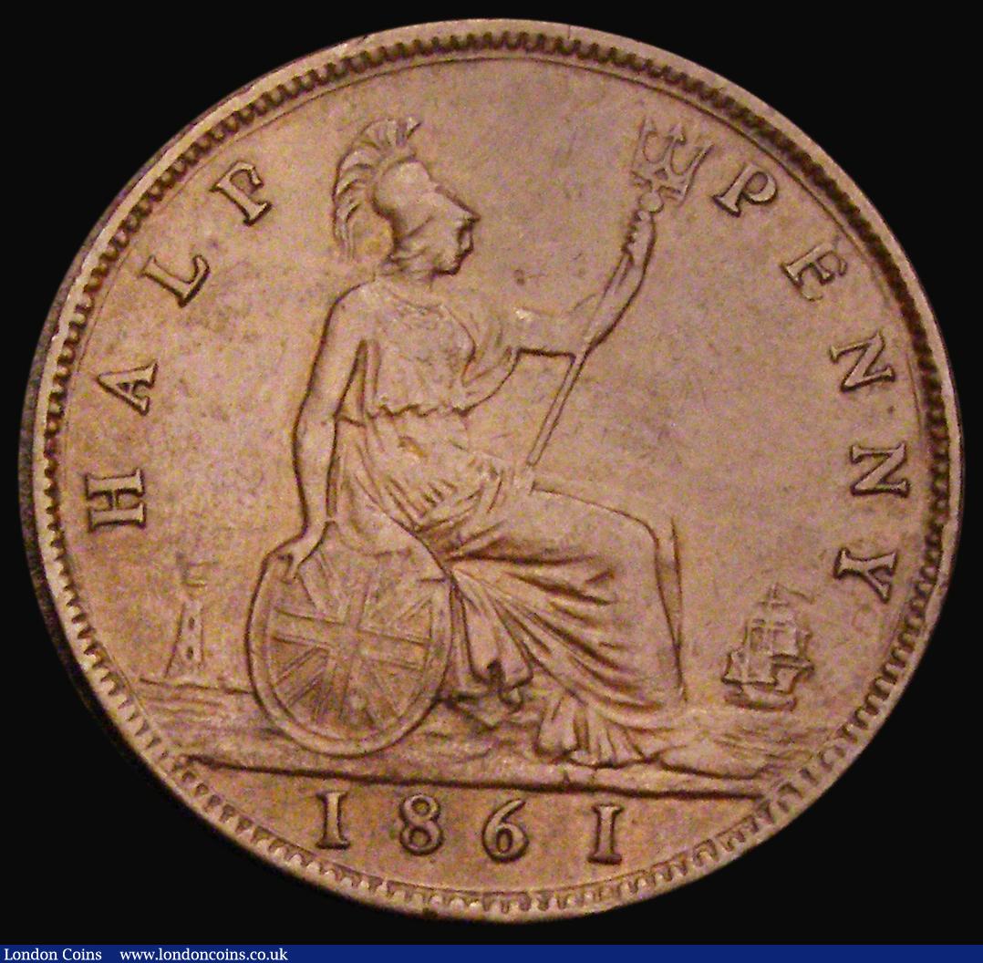 London Coins : A193 : Lot 1480 : Halfpenny 1861 F over P in HALF thus appearing to read HALP, Freeman dies 6+G VF and seldom seen in ...