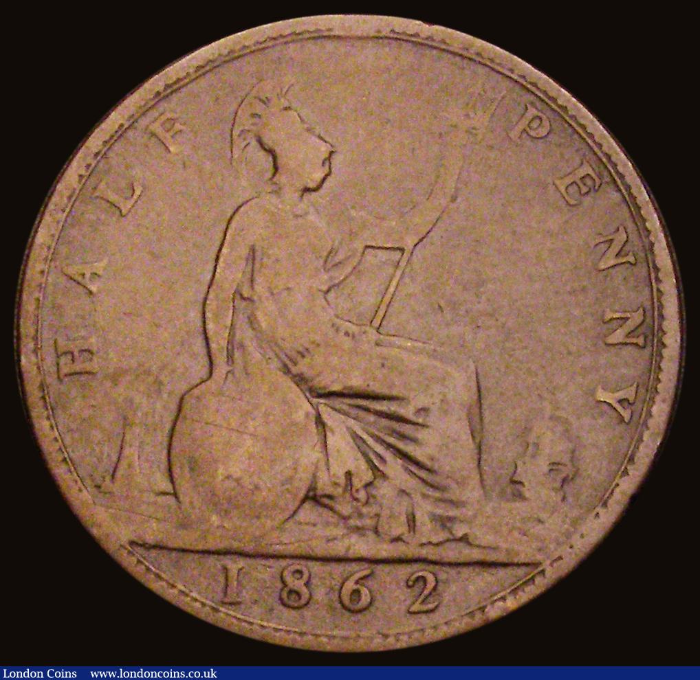 London Coins : A193 : Lot 1484 : Halfpenny 1862 Die Letter A, Freeman 290A dies 7+G VG Rare