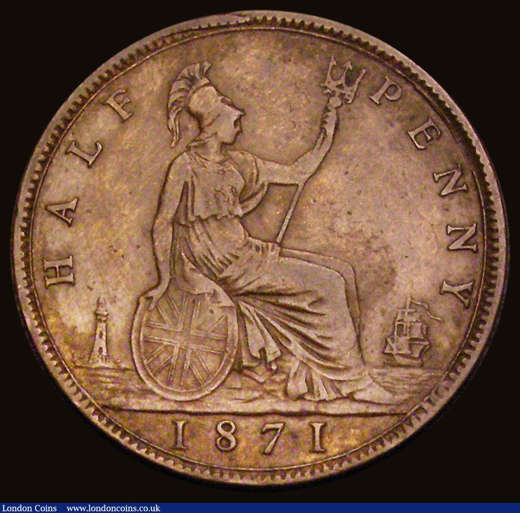 London Coins : A193 : Lot 1491 : Halfpenny 1871 Freeman 308 dies 7+G VF