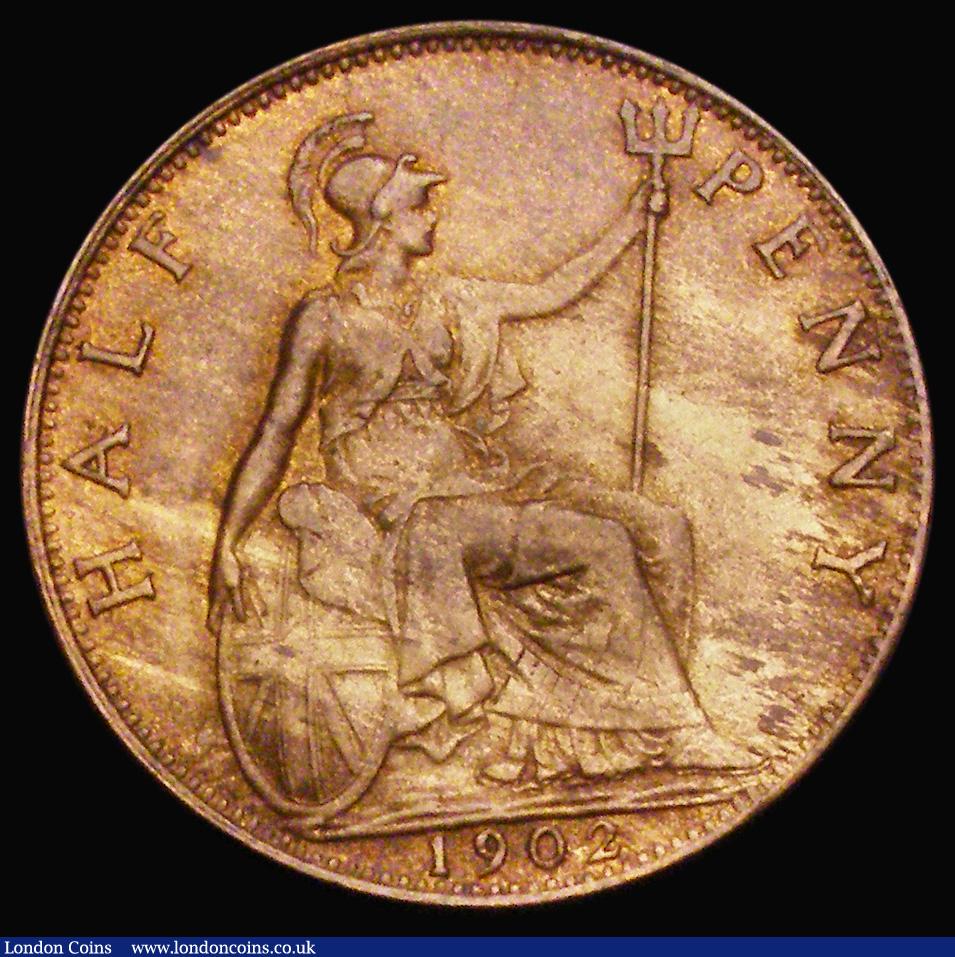 London Coins : A193 : Lot 1498 : Halfpenny 1902 Low Tide Freeman 380 dies 1+A, A/UNC with pale lustre with some darker toning over su...