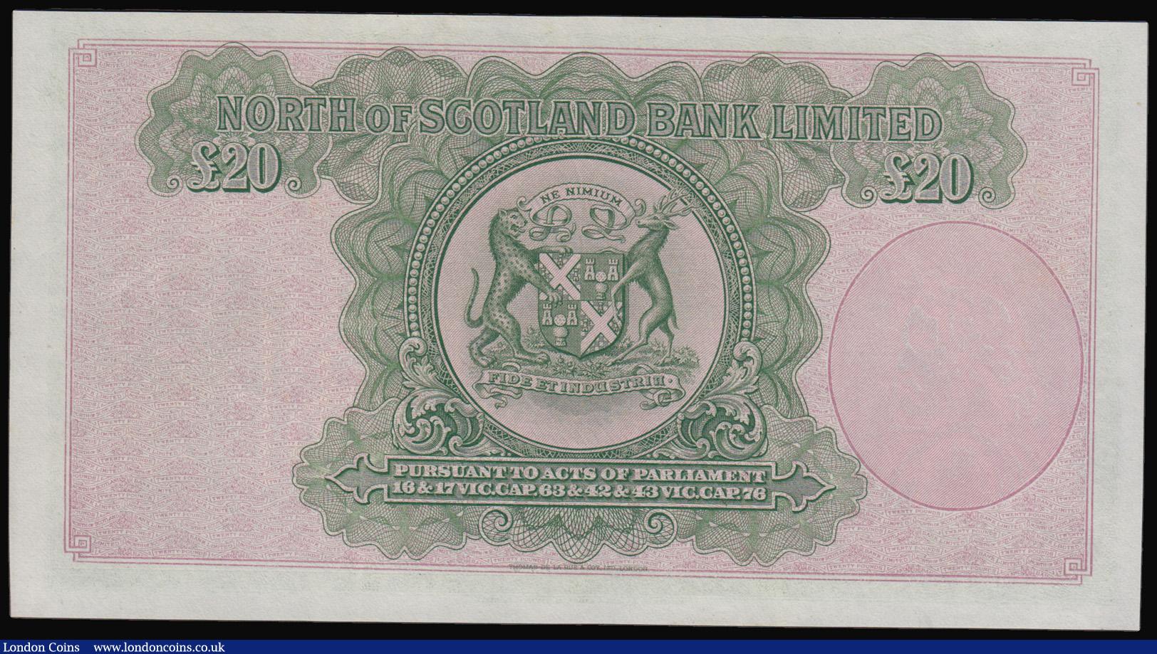 London Coins : A193 : Lot 152 : Scotland North of Scotland Bank LTD 20 Pounds 1 July 1943 S/N KT08670 AU but the top border has been...