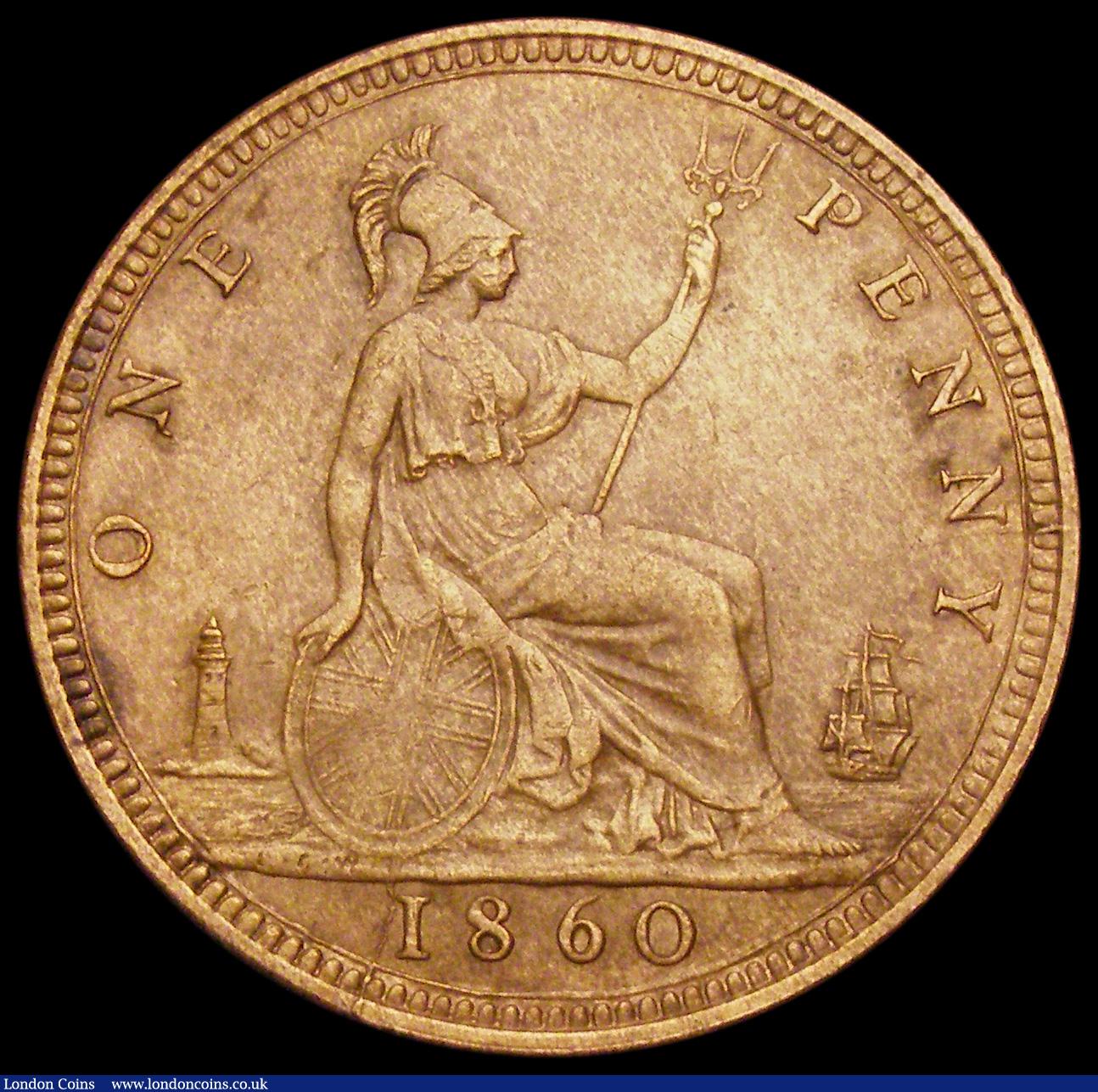 London Coins : A193 : Lot 1566 : Penny 1860 Freeman 10 dies 2+D variant with N over sideways N in ONE Good VF once cleaned