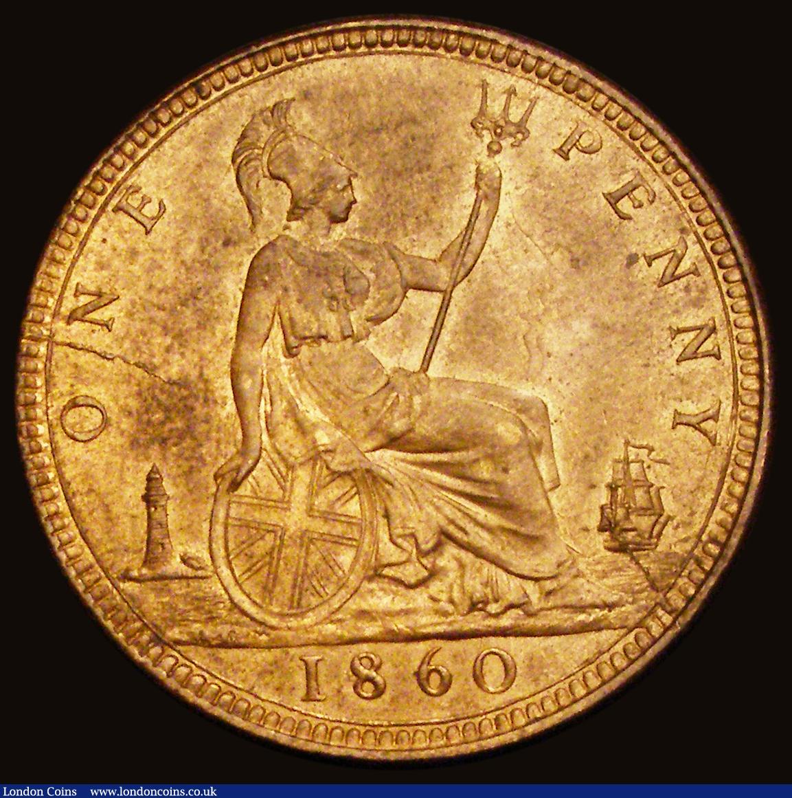 London Coins : A193 : Lot 1567 : Penny 1860 Freeman 13 dies 3+D UNC with excellent lustre