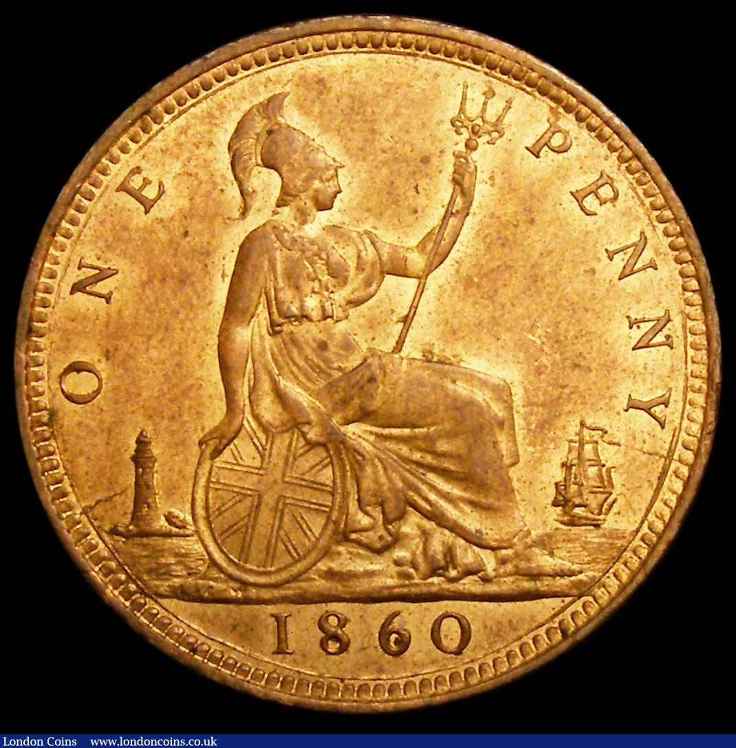 London Coins : A193 : Lot 1568 : Penny 1860 Toothed Border Freeman 13 dies 3+D, UNC with good lustre, in an LCGS holder and graded LC...