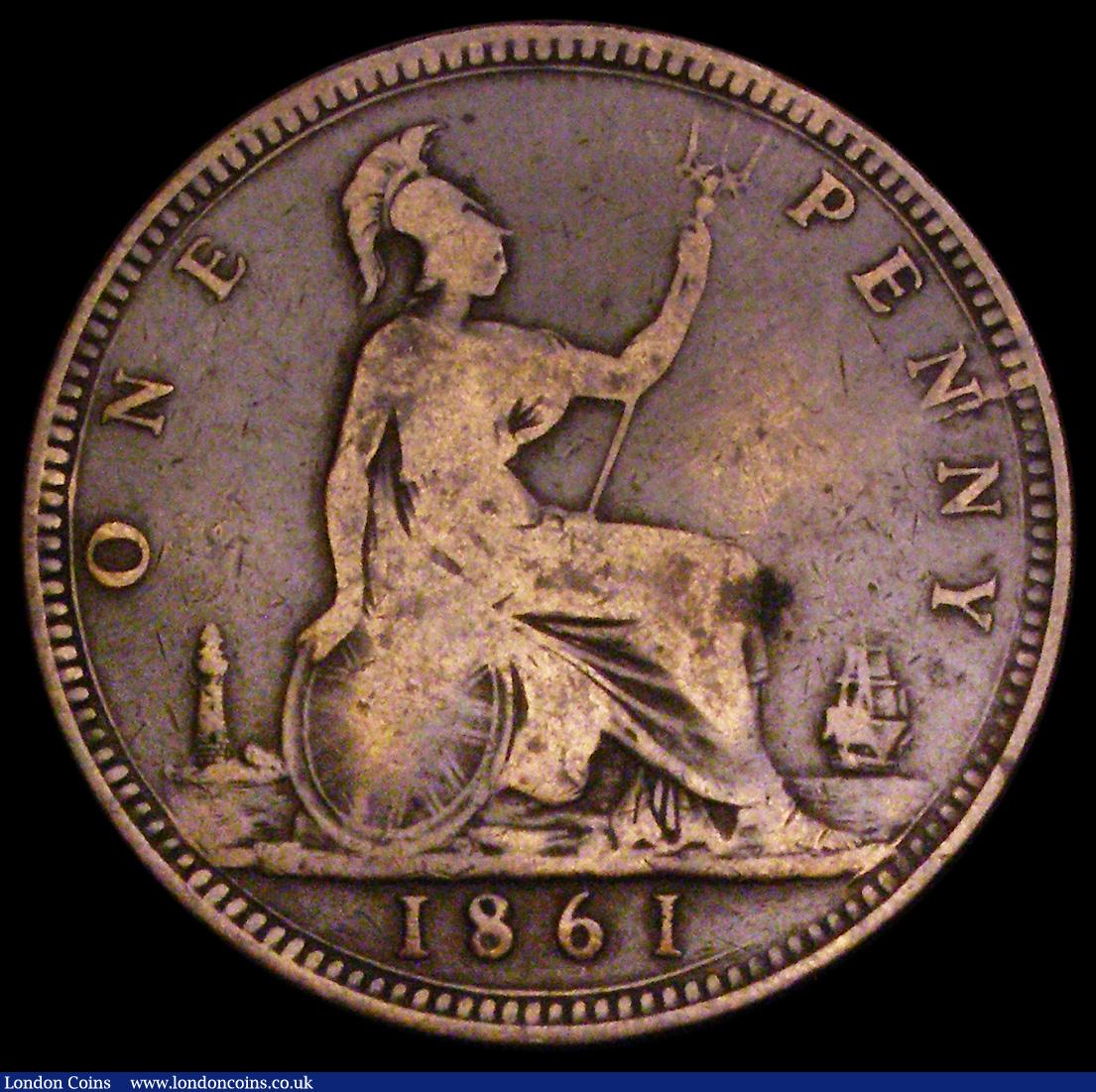 London Coins : A193 : Lot 1576 : Penny 1861 Freeman 32 dies 6+F pleasant Fine and rated R16 by Freeman