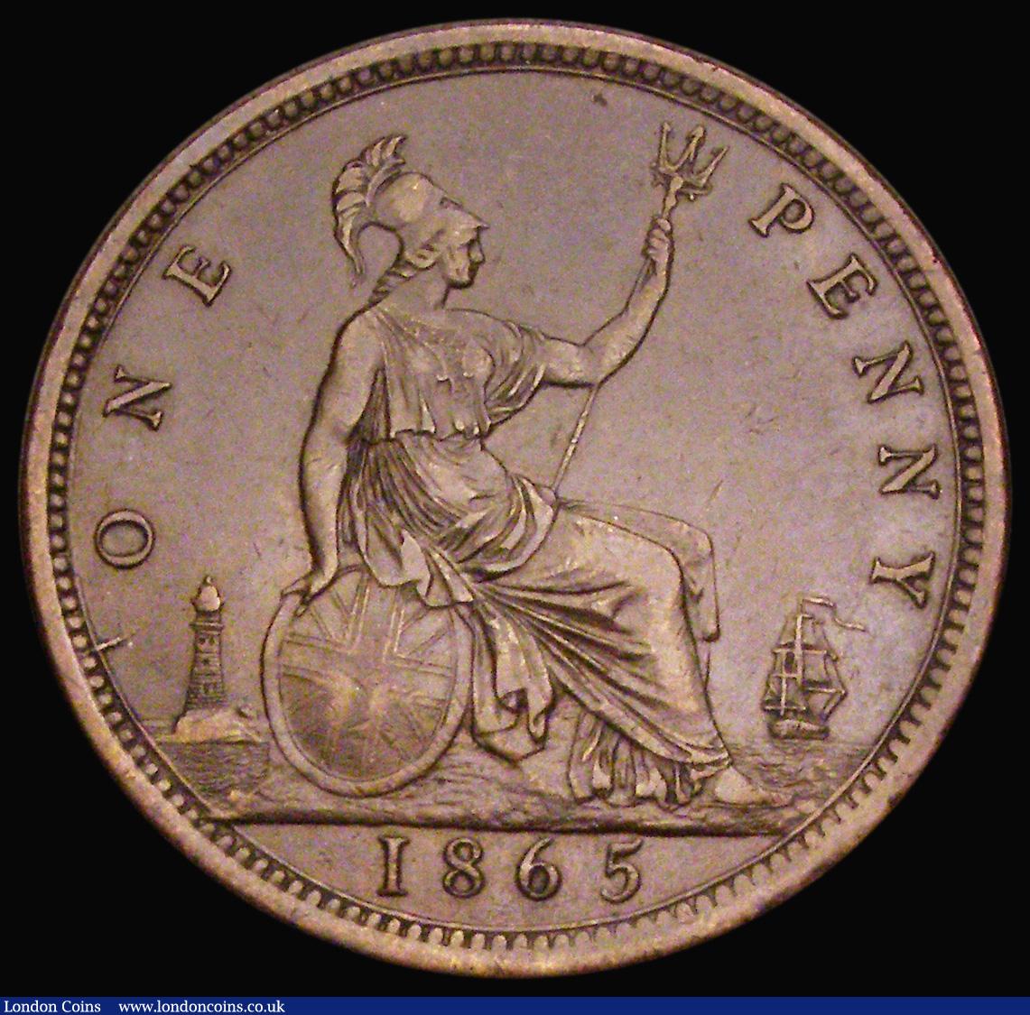 London Coins : A193 : Lot 1585 : Penny 1865 5 over 3 Freeman 51 dies 6+G EF or near so