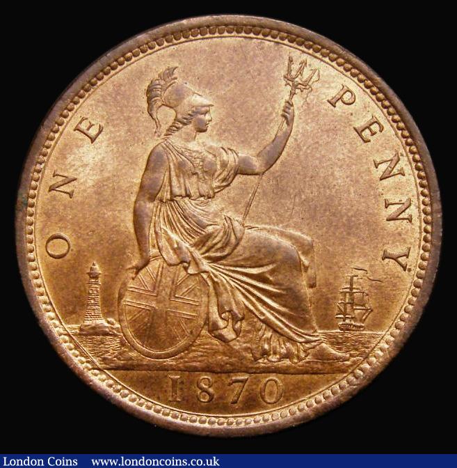 London Coins : A193 : Lot 1594 : Penny 1870 Freeman 60 dies 6+G, Gouby BP1870Ab  CGS 78 with around 40-50% lustre desirable thus