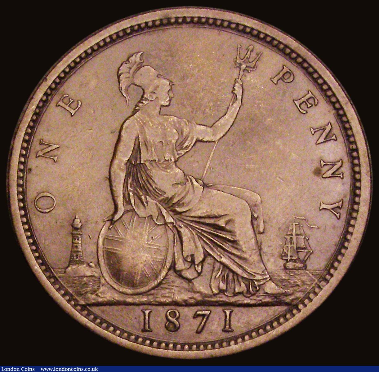 London Coins : A193 : Lot 1595 : Penny 1871 Freeman 61 dies 6+G Bold VF with some old thin scratches obverse a key date rarity in a b...