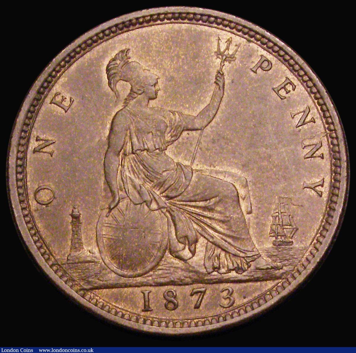 London Coins : A193 : Lot 1598 : Penny 1873 Freeman 64 dies 6+G UNC or near so with some pale lustre
