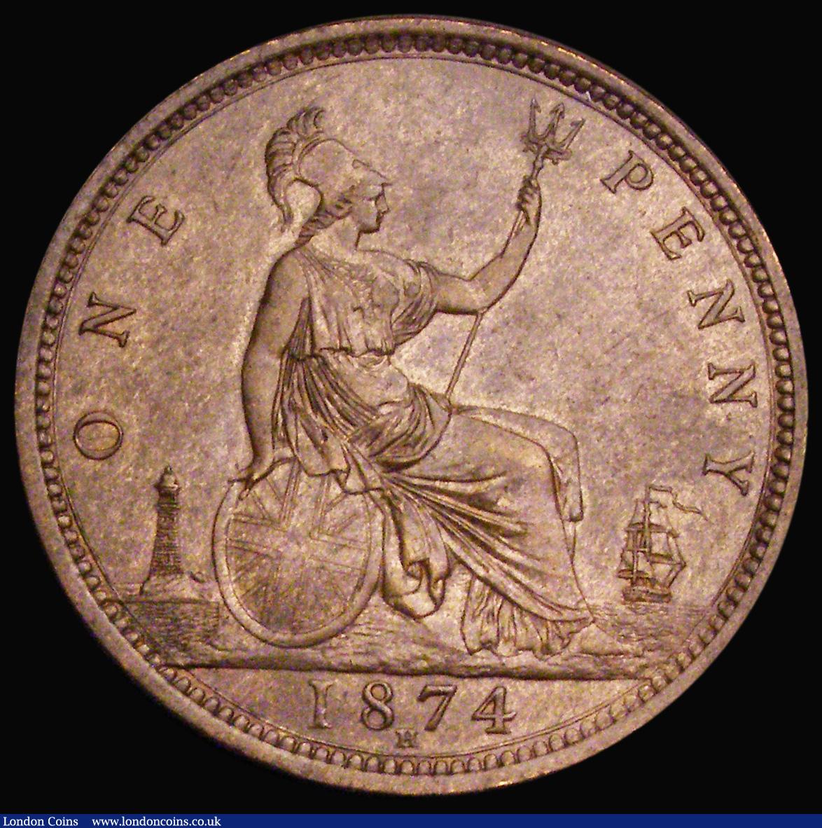 London Coins : A193 : Lot 1599 : Penny 1874H Freeman 66 dies 6+G Brown AU/GEF