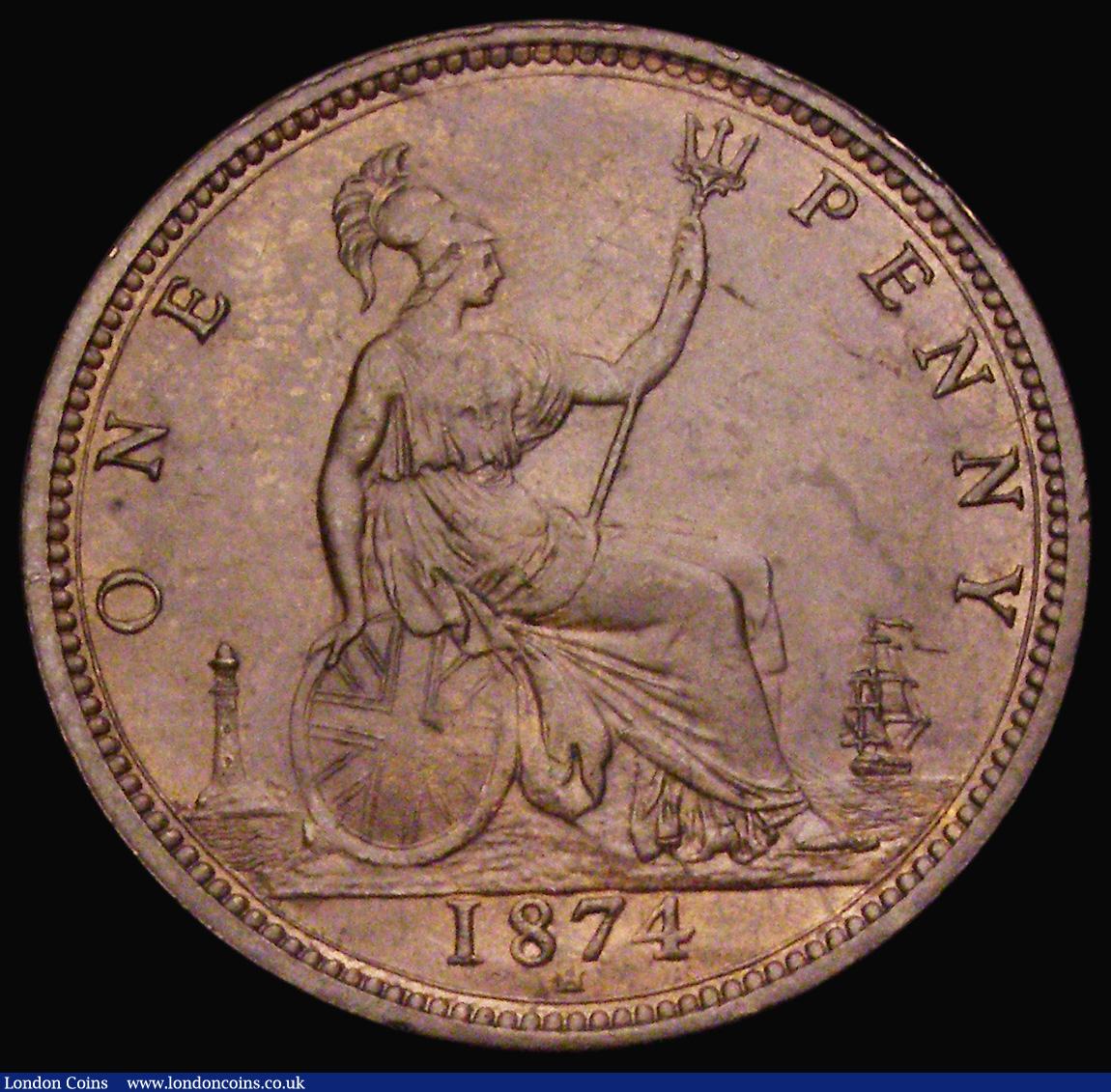 London Coins : A193 : Lot 1601 : Penny 1874H Freeman 68 dies 6+H Brown UNC/AU
