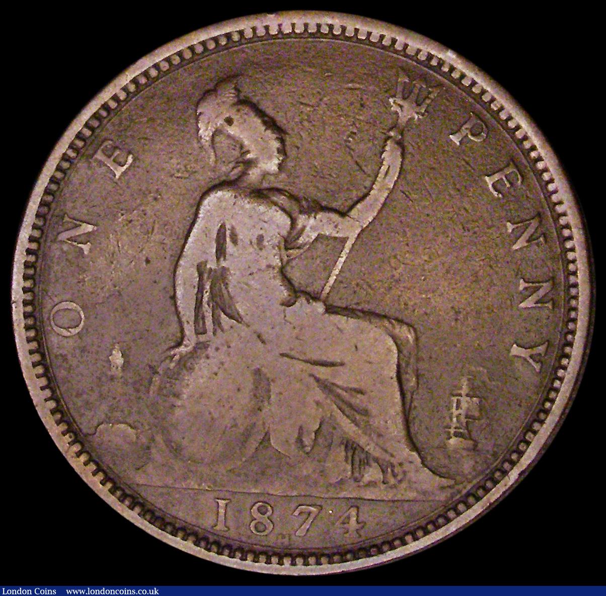 London Coins : A193 : Lot 1602 : Penny 1874H Freeman 69 dies 6+I near Fine and rated R16 by Freeman