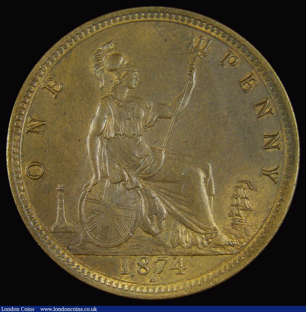 London Coins : A193 : Lot 1603 : Penny 1874H Freeman 73 dies 7+H in an LCGS holder and graded LCGS 82, a choice example with a trace ...