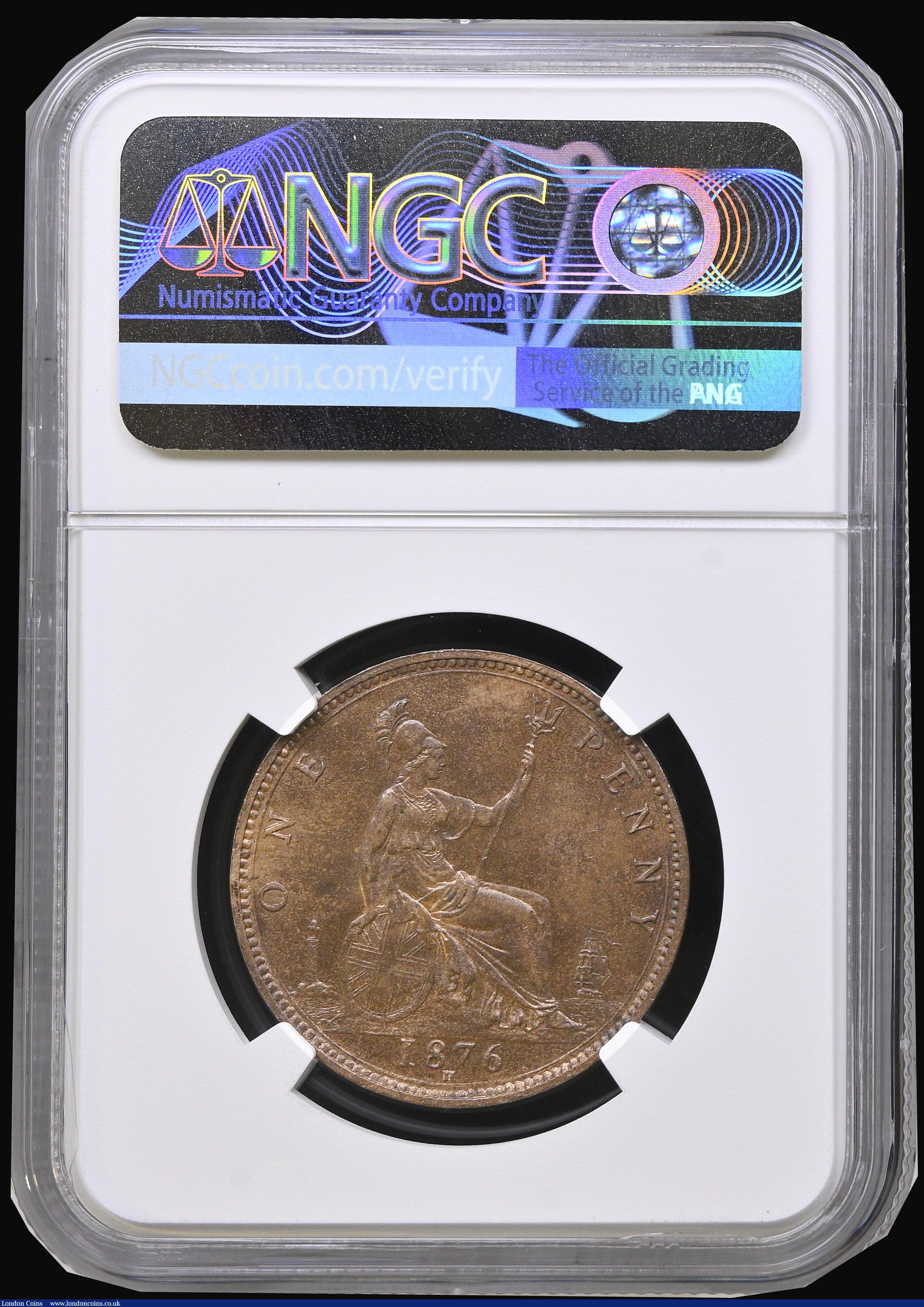London Coins : A193 : Lot 1609 : Penny 1876H Freeman 87 dies 8+J in a NGC Holder MS63BN and seldom offered in mint state