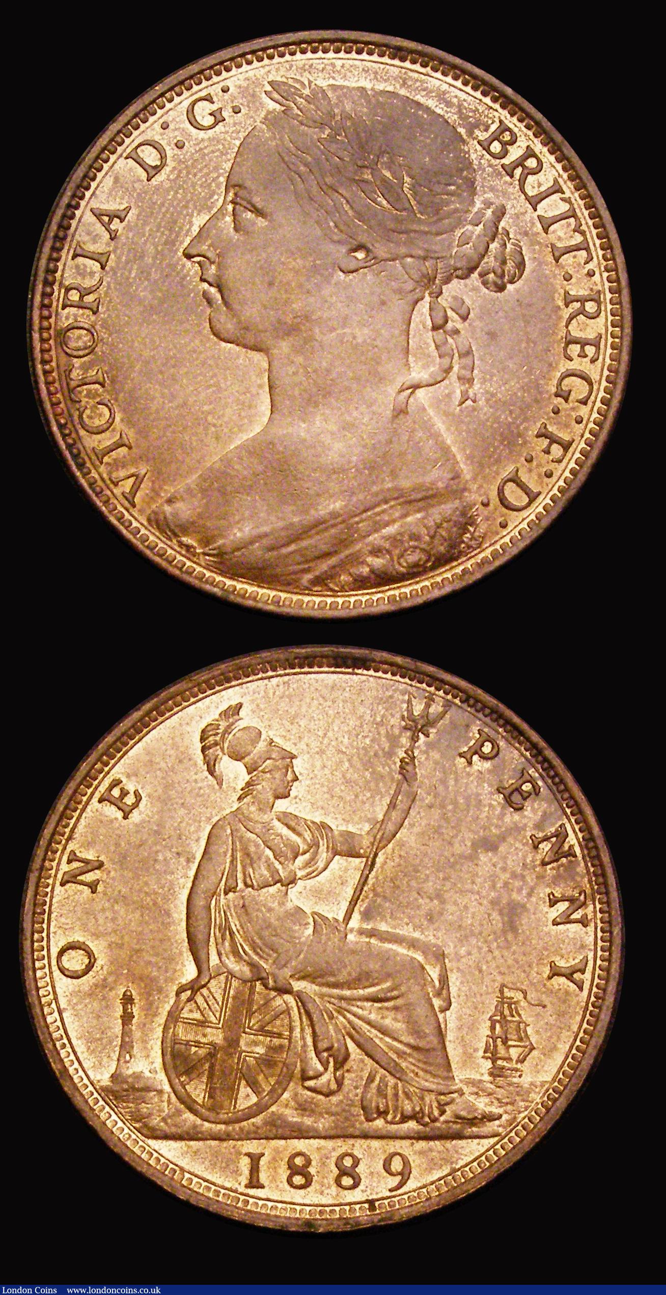 London Coins : A193 : Lot 1623 : Penny 1888 and 1889 both AU-UNC and with good degrees of lustre