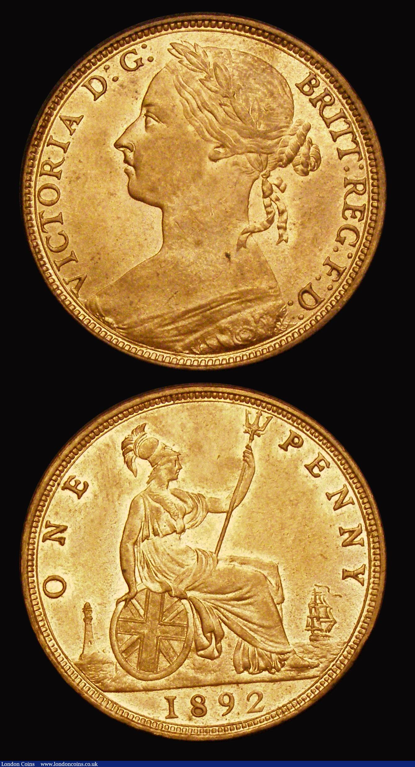 London Coins : A193 : Lot 1625 : Penny 1891 and 1892 both AU-UNC and both once lightly cleaned
